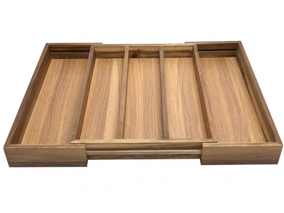 Acacia Wood Expandable Drawer Organizer - Sustainable Kitchen & Office Storage